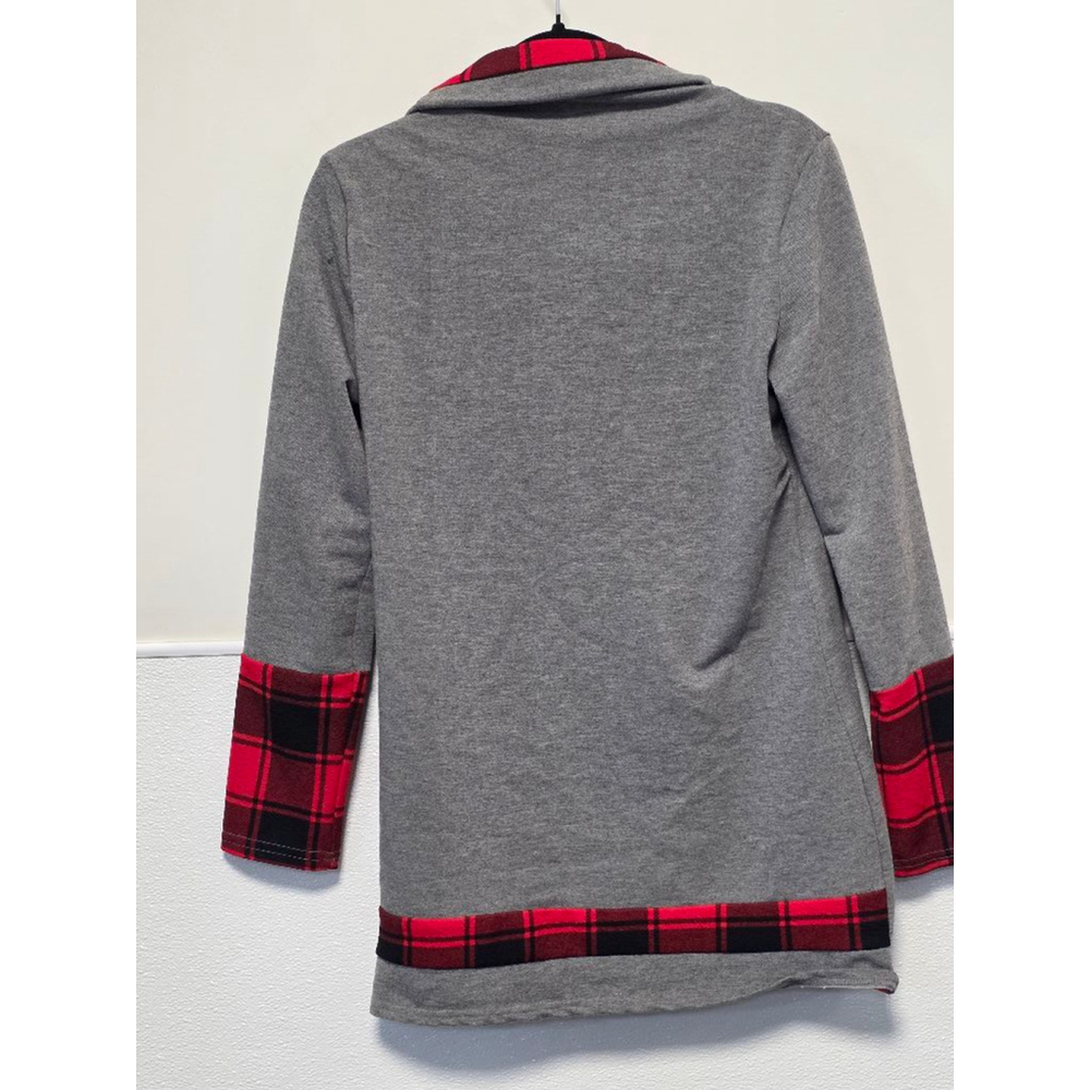 Women's DRESSFO Top Gray &‎ Red Plaid size 10 - Picture 6 of 6